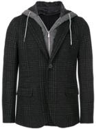 Eleventy Slim-fit Plaid Hooded Jacket - Grey