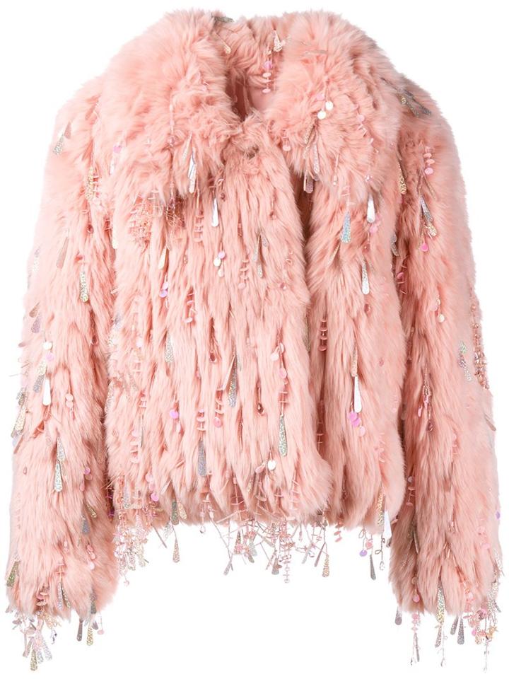 Ashish Embellished Faux Fur Jacket