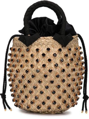 Le Nine Crystal Embellished Bucket Bag - Brown