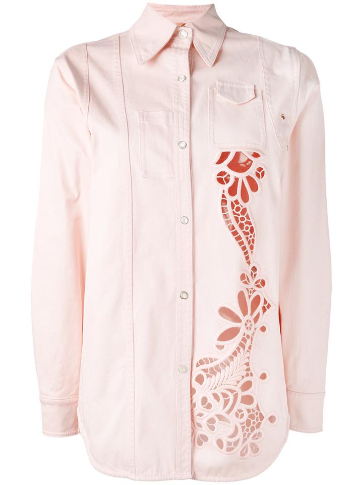 No21 - Cutout Shacket - Women - Cotton/spandex/elastane - 36, Pink/purple, Cotton/spandex/elastane