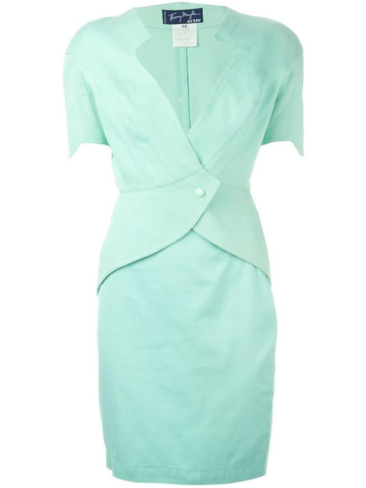 Thierry Mugler Vintage Diamond Neckline Skirt Suit