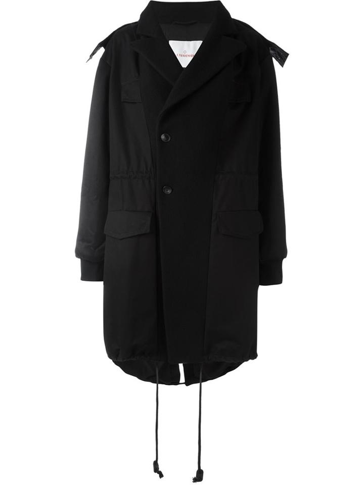A.f.vandevorst Hooded Parka, Women's, Size: 36, Black, Cotton/polyamide/cupro/virgin Wool