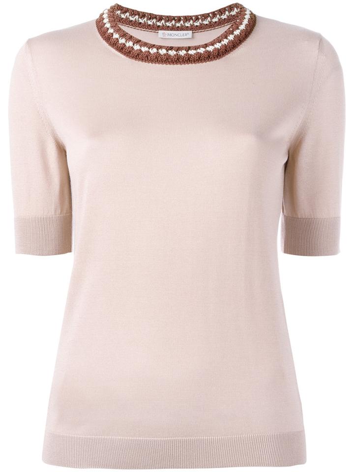 Moncler Contrast Collar Knitted Top, Women's, Size: Xs, Pink/purple, Silk/cotton