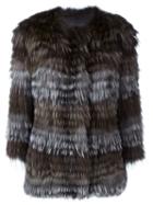 Yves Salomon Striped Fur Coat