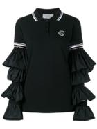 Preen By Thornton Bregazzi Ruffle Sleeve Polo Shirt - Black