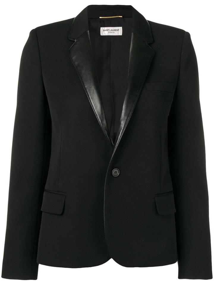 Saint Laurent Contrasting Collar Blazer - Black