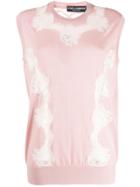 Dolce & Gabbana Lace Panel Sleeveless Top - Pink