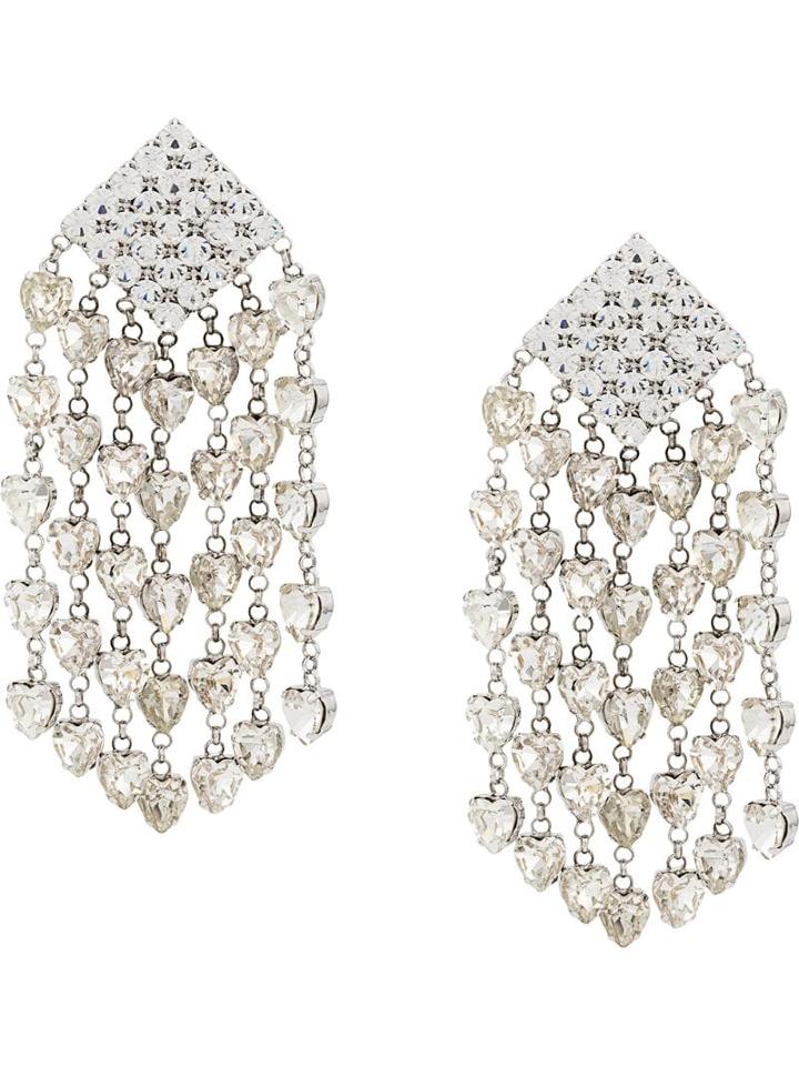 Alessandra Rich Oversized Embellished Earrings - Silver