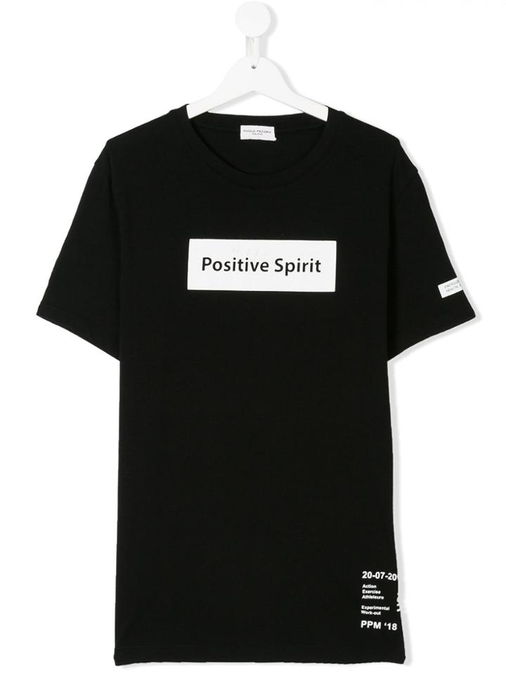 Paolo Pecora Kids Postitive Spirit Printed T-shirt - Black
