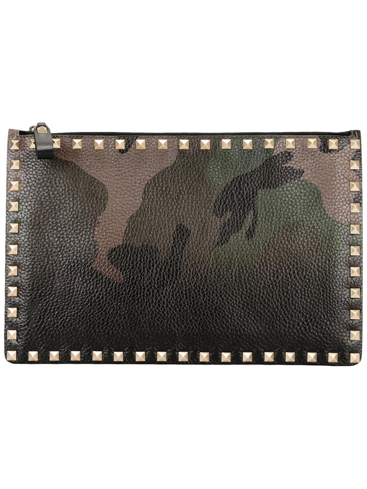Valentino - Valentino Garavani Rockstud Clutch - Men - Calf Leather - One Size, Green, Calf Leather