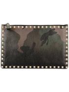 Valentino - Valentino Garavani Rockstud Clutch - Men - Calf Leather - One Size, Green, Calf Leather
