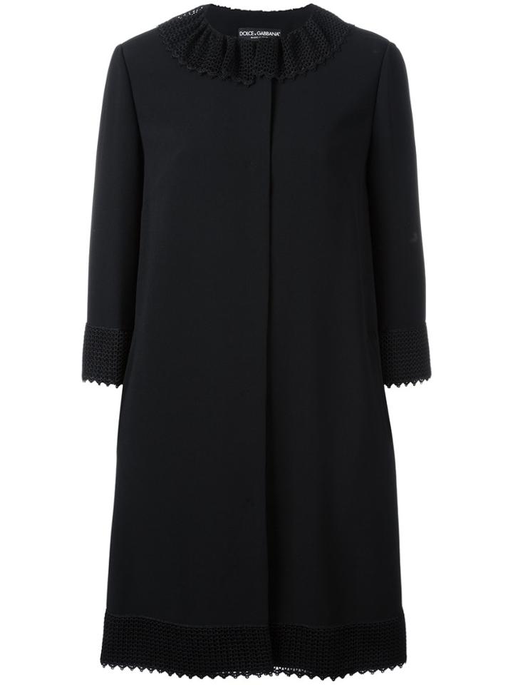 Dolce & Gabbana Crochet Collar Coat - Black