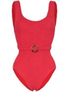 Hunza G Solitaire Belted Swimsuit - Red