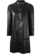 Ermanno Scervino Fringed Leather Coat, Women's, Size: 42, Black, Lamb Skin
