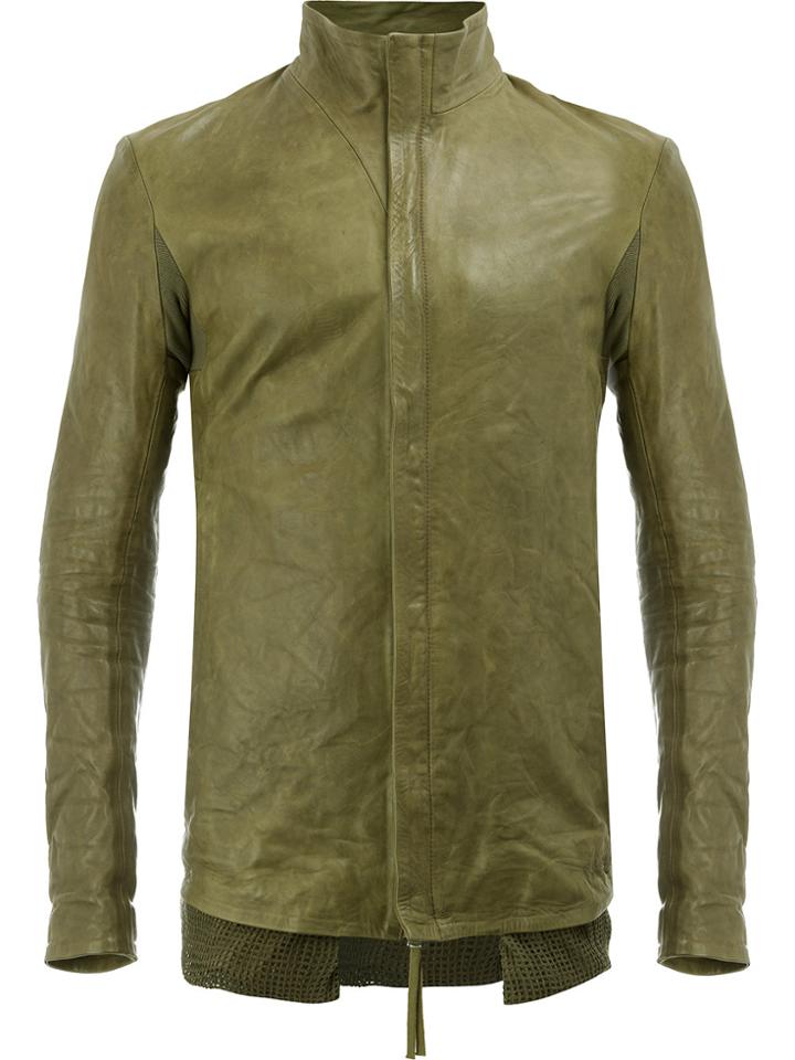 Boris Bidjan Distressed Effect Leather Jacket - Green