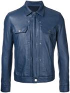 Estnation - Collar Pocket Jacket - Men - Lamb Skin/polyester - M, Blue, Lamb Skin/polyester