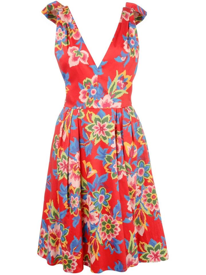 Carolina Herrera Digital Flowers Flared Dress