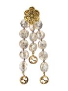 Gucci Floral Detail Beaded Drop Earrings - Gold