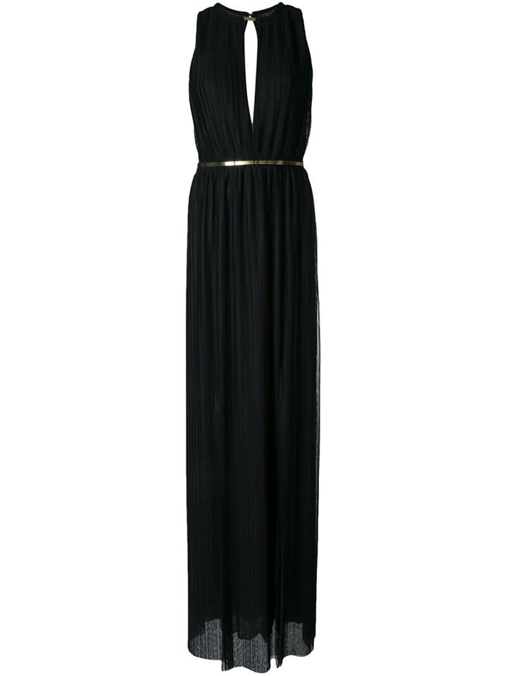 Jay Ahr Plissé Evening Gown, Women's, Size: 34, Black, Polyester