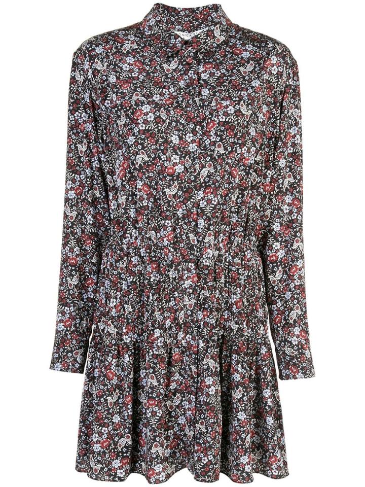 Veronica Beard Floral Print Mini Shirt Dress - Blue