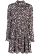 Veronica Beard Floral Print Mini Shirt Dress - Blue