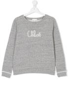 Chloé Kids Logo Print Sweater - Grey