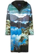 John Undercover Graphic Print Oversized Coat - Blue