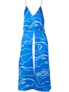 Alexander Lewis 'nebulous' Print Contrast Pleat Dress