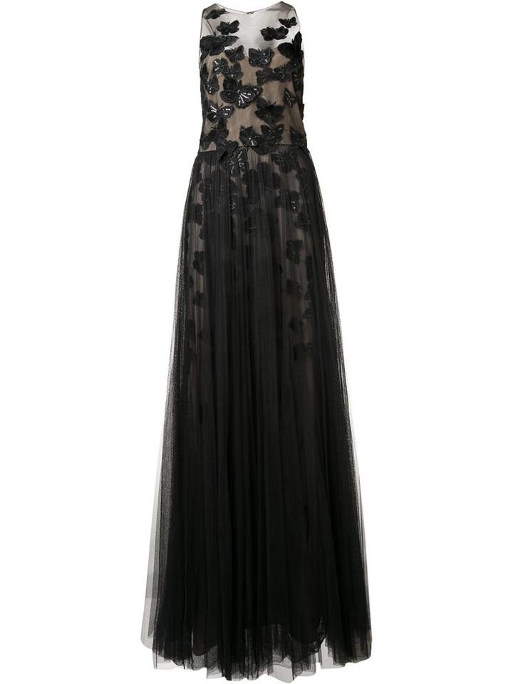 Marchesa Notte Butterfly Gown, Women's, Size: 14, Black, Nylon