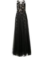 Marchesa Notte Butterfly Gown, Women's, Size: 14, Black, Nylon