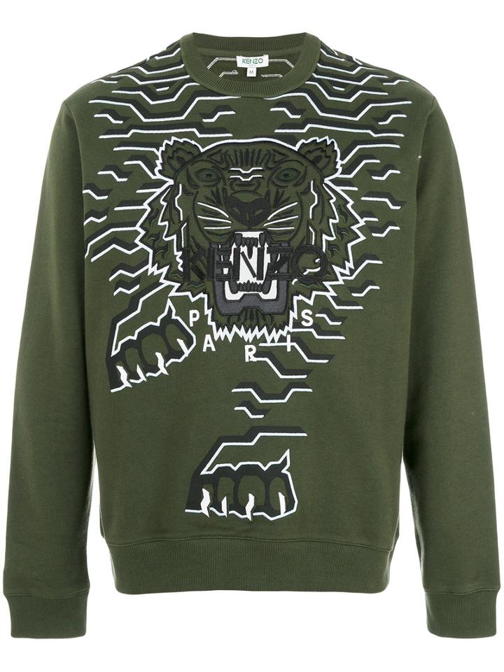 Kenzo - Tiger Patch Sweatshirt - Men - Cotton/polyester/spandex/elastane - M, Green, Cotton/polyester/spandex/elastane