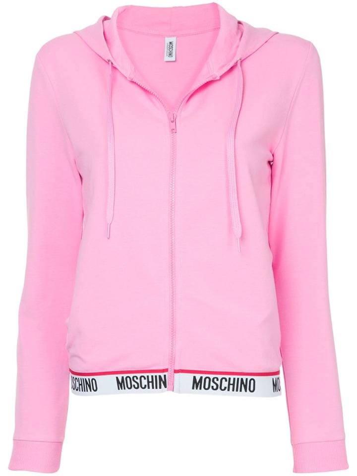 Moschino Cropped Zip Front Hoodie - Pink
