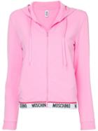 Moschino Cropped Zip Front Hoodie - Pink