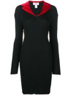 Moschino Vintage Contrast Collar Ribbed Dress - Black