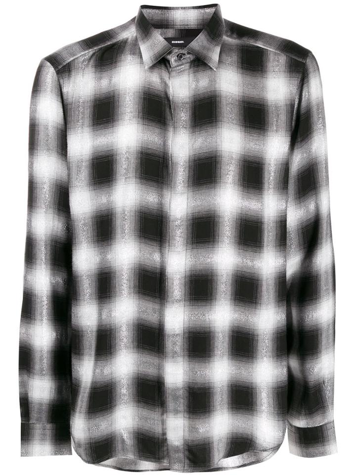 Diesel S-marlene Check Print Shirt - Black