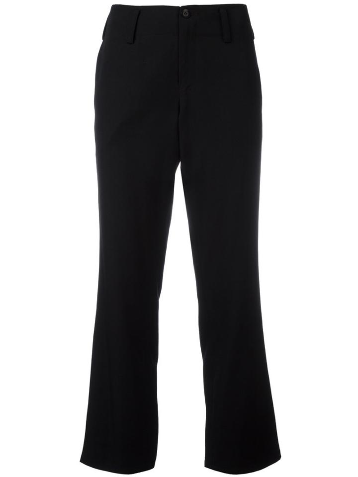 Yohji Yamamoto - Flared Cropped Trousers - Women - Wool - 3, Black, Wool