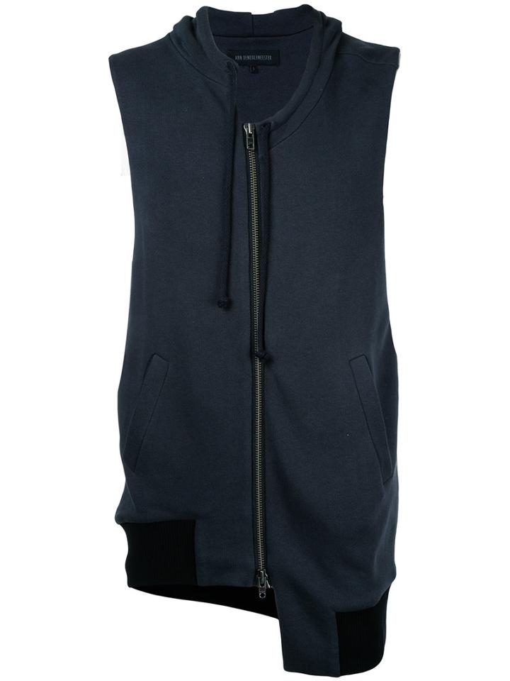 Ann Demeulemeester - Asymmetric Zipped Hoodie - Men - Cotton - L, Grey, Cotton