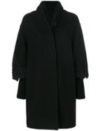 Ermanno Scervino Embroidered Cuffs Coat - Black