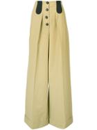 Rosie Assoulin Button Front Wide Leg Trousers - Nude & Neutrals