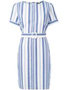 A.p.c. - Striped Belted Dress - Women - Cotton - 38, Women's, Blue, Cotton