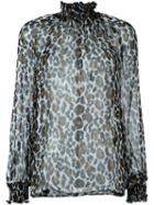 Marco Bologna 'leopard' High Neck Blouse, Women's, Size: 42, Black, Silk
