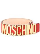 Moschino Logo Plaque Belt, Women's, Size: 85, Red, Leather