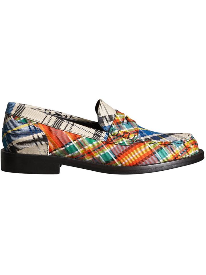Burberry Tartan Cotton Penny Loafers - Yellow & Orange