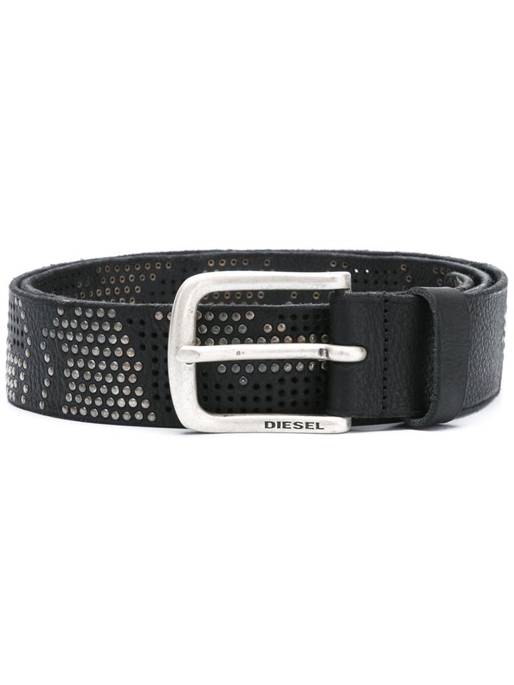 Diesel Studded Belt, Men's, Size: 85, Black, Calf Leather