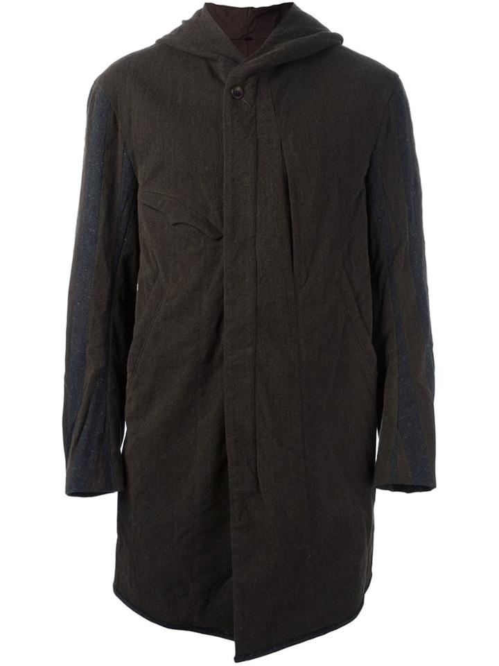 Ziggy Chen Striped Hooded Coat - Brown