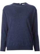 Brunello Cucinelli Back Detail Longsleeved Pullover, Women's, Size: Xs, Blue, Cashmere