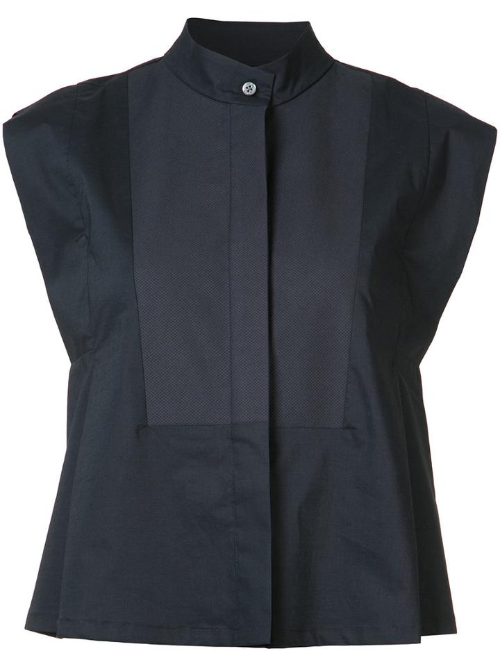 Derek Lam - Mandarin Neck Sleeveless Shirt - Women - Cotton/spandex/elastane - 38, Women's, Blue, Cotton/spandex/elastane