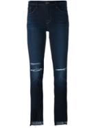 J Brand Distressed Slim Fit Cropped Jeans, Women's, Size: 29, Blue, Viscose/cotton/lyocell/spandex/elastane