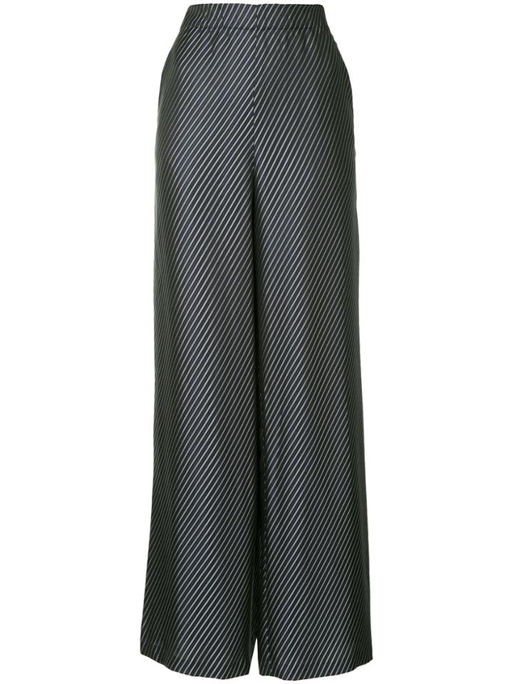 Zero + Maria Cornejo Diagonal Stripe Palazzo Trousers - Black