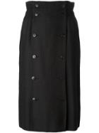 Jean Louis Scherrer Vintage Double Breasted Button Skirt - Black